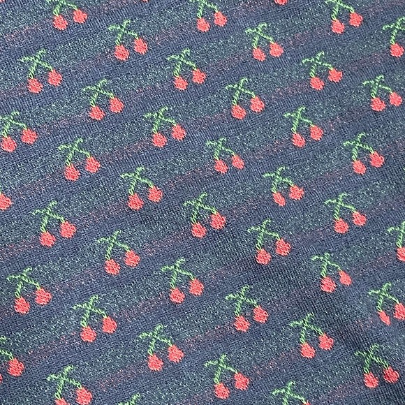 Madewell Cherry Jacquard Boxy Cropped Tee Shirt Navy Blue Women's Size XS - Picture 3 of 9